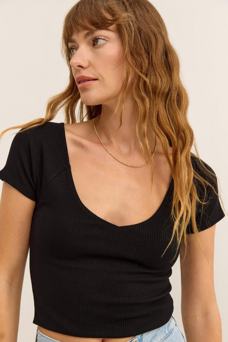 Kallen Rib Top- Black Product Image