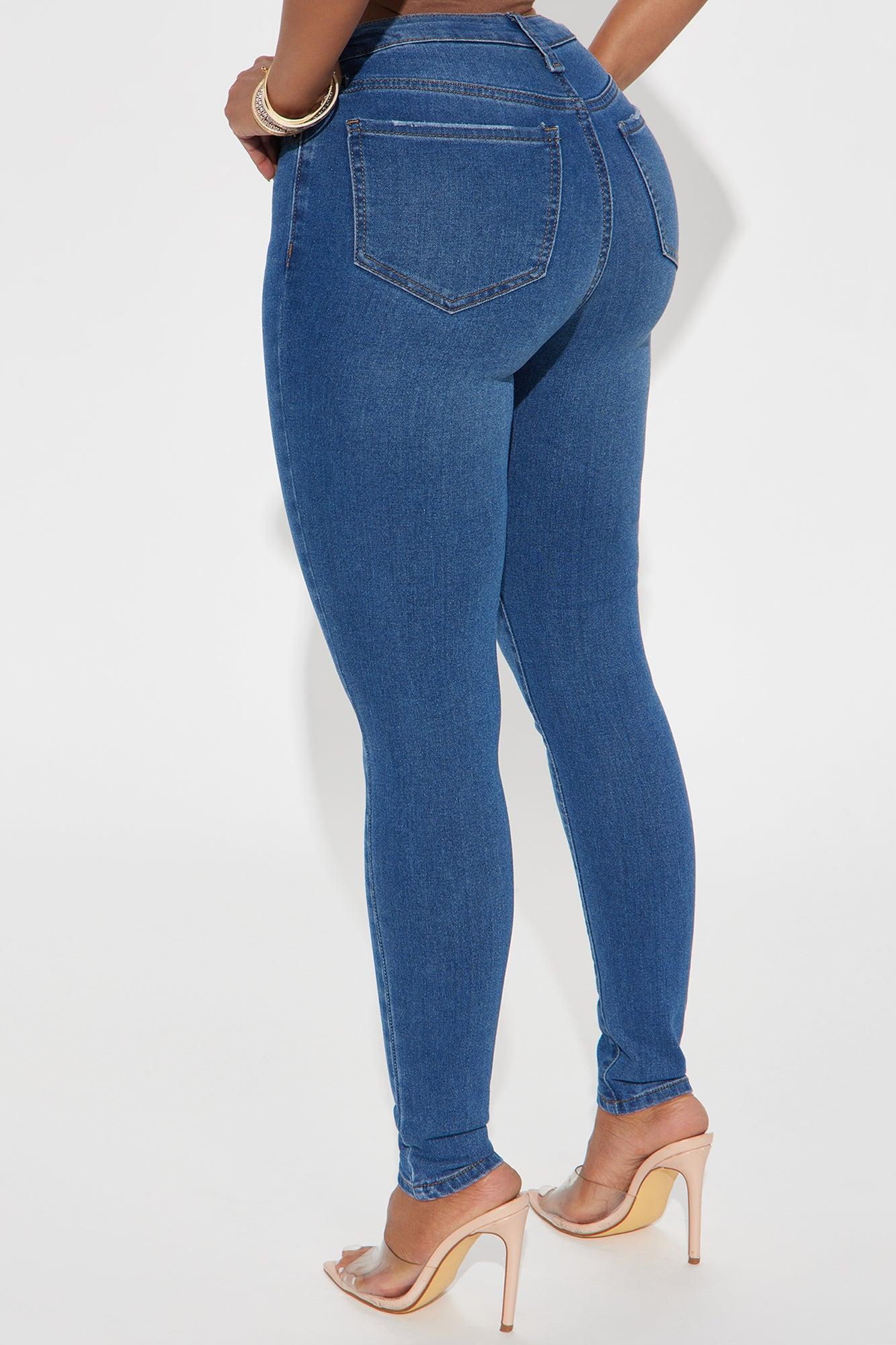 Beaumont Buttonfront Stretch Skinny Jeans - Medium Wash Product Image
