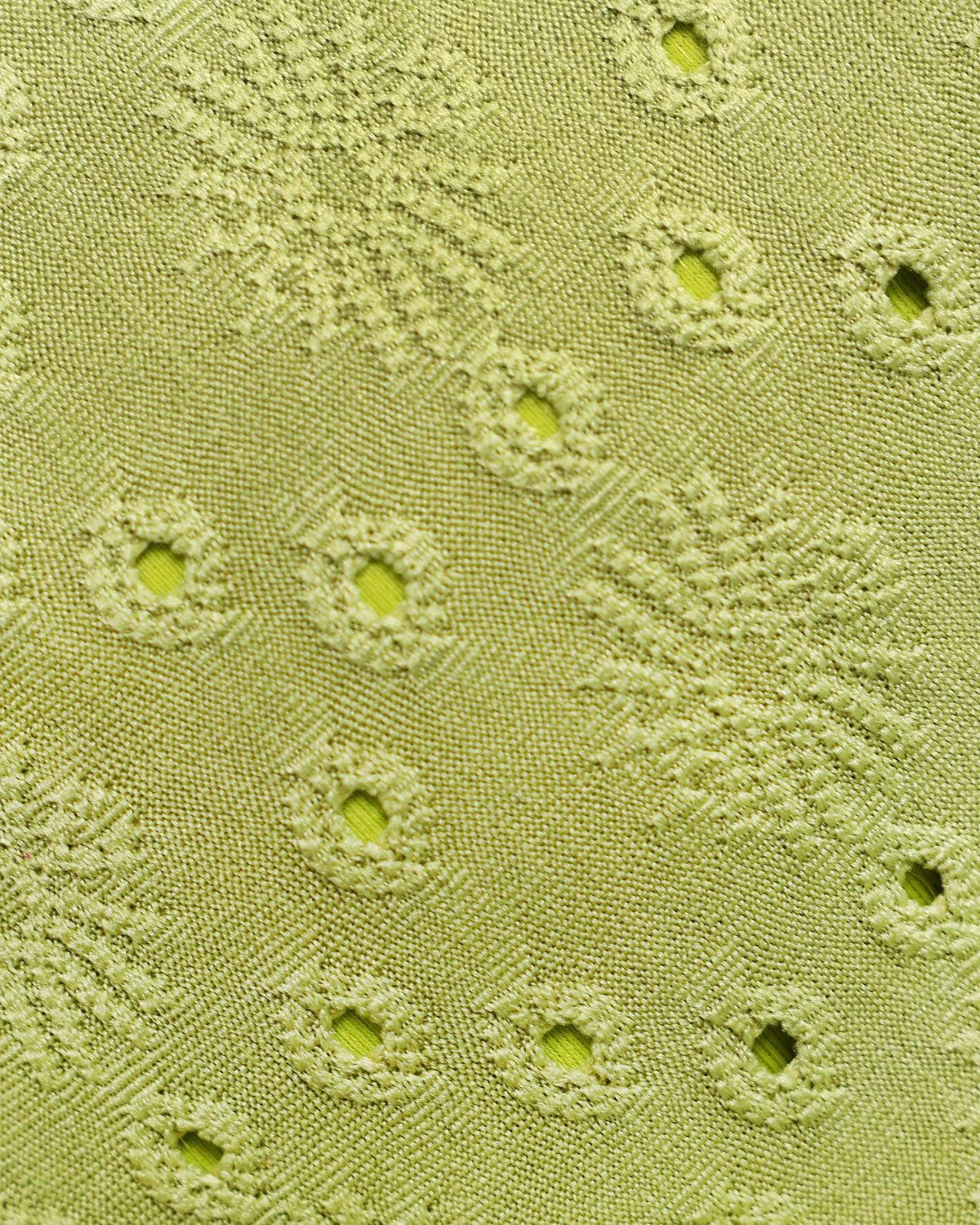 Green Jacquard Drawstring Bikini Top Product Image