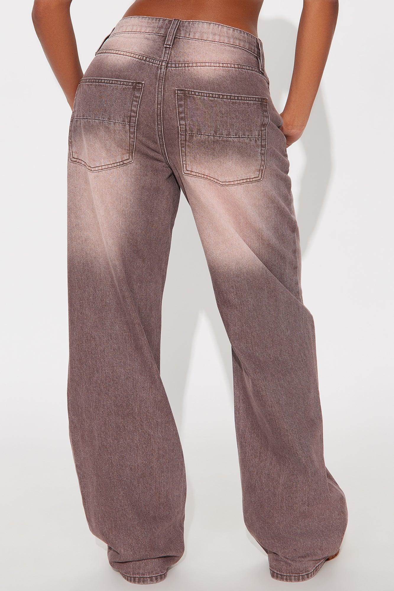 Slow Fade Straight Leg Jeans - Brown Female Product Image