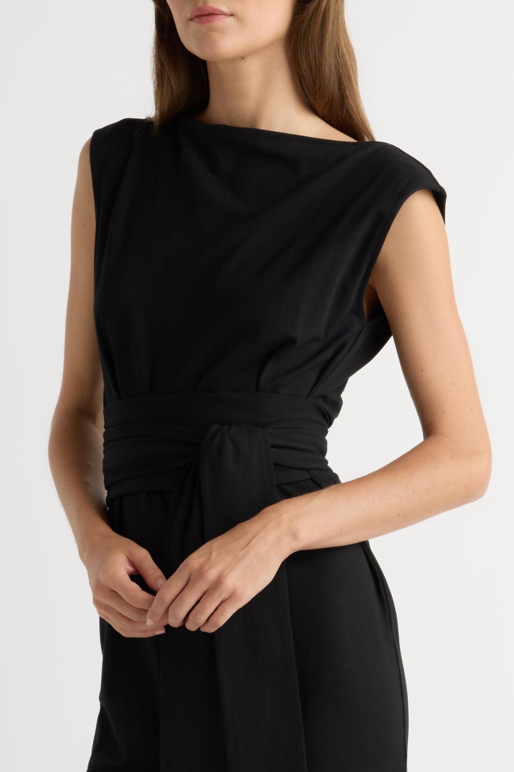 Edina Tie-Front Slit-Neck Dress Product Image