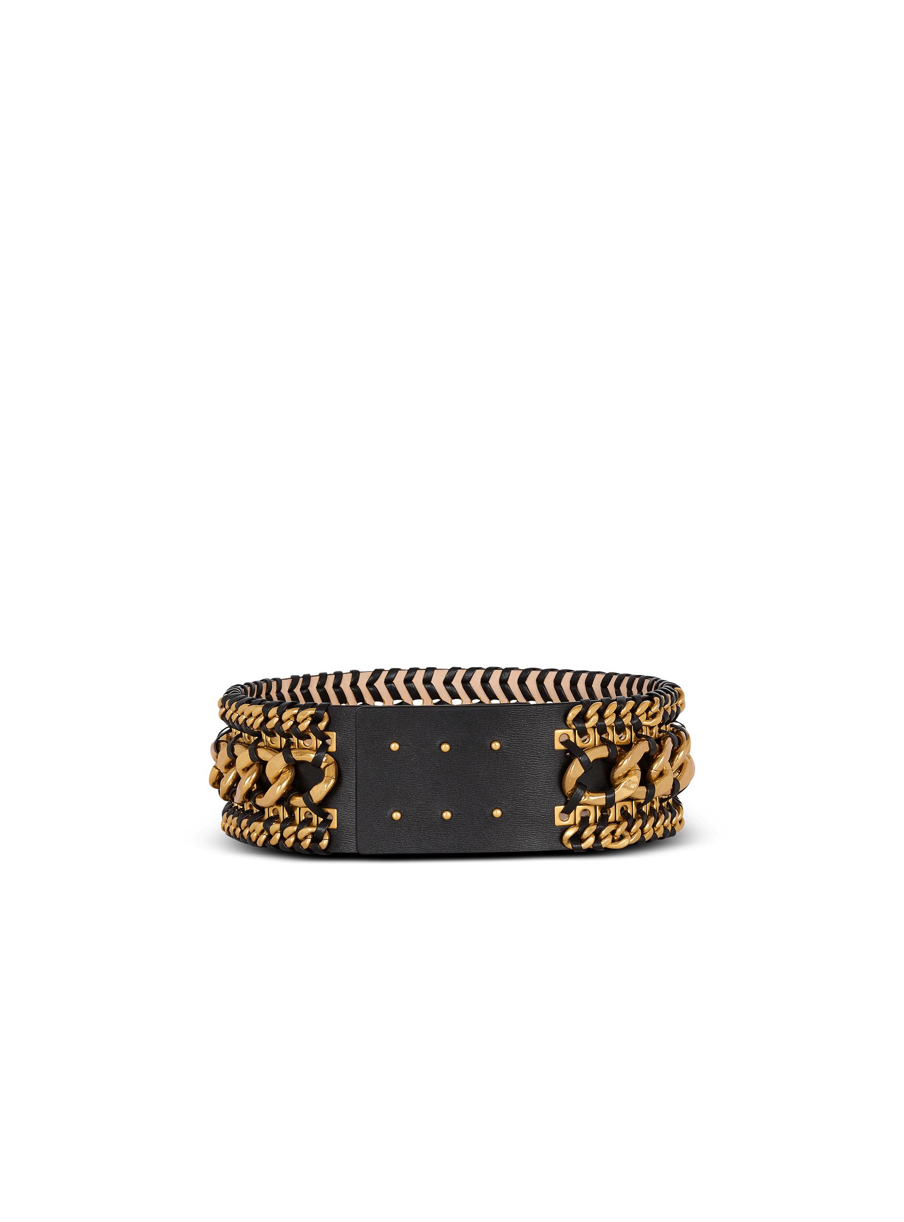 Wide waist belt in braided chains and leather Product Image