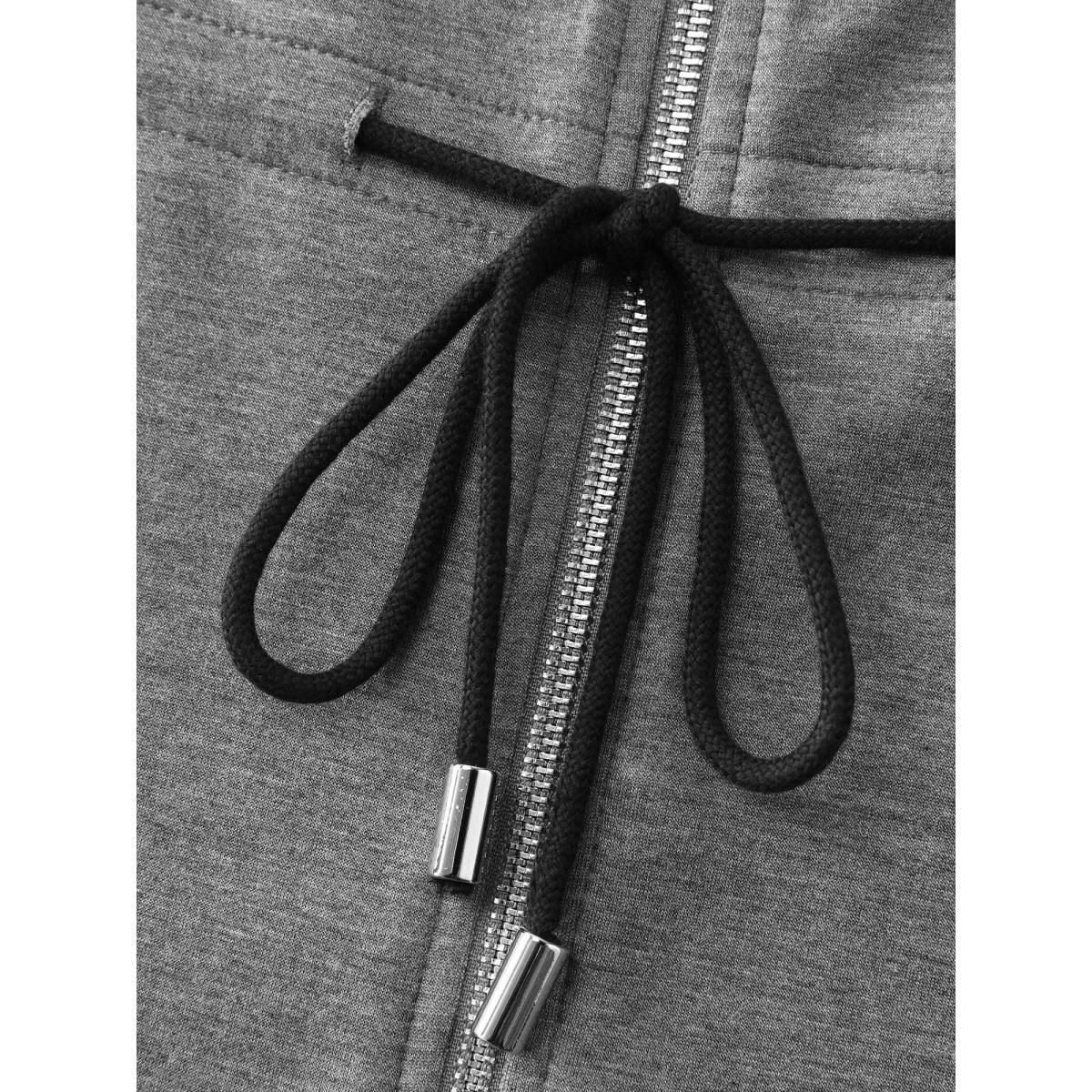 Plus Size Supersoft Color Contrast Hooded Coat Women DimGray Leisure Drawstring Ladies Casual Winter Coats BloomChic 26/4X Product Image