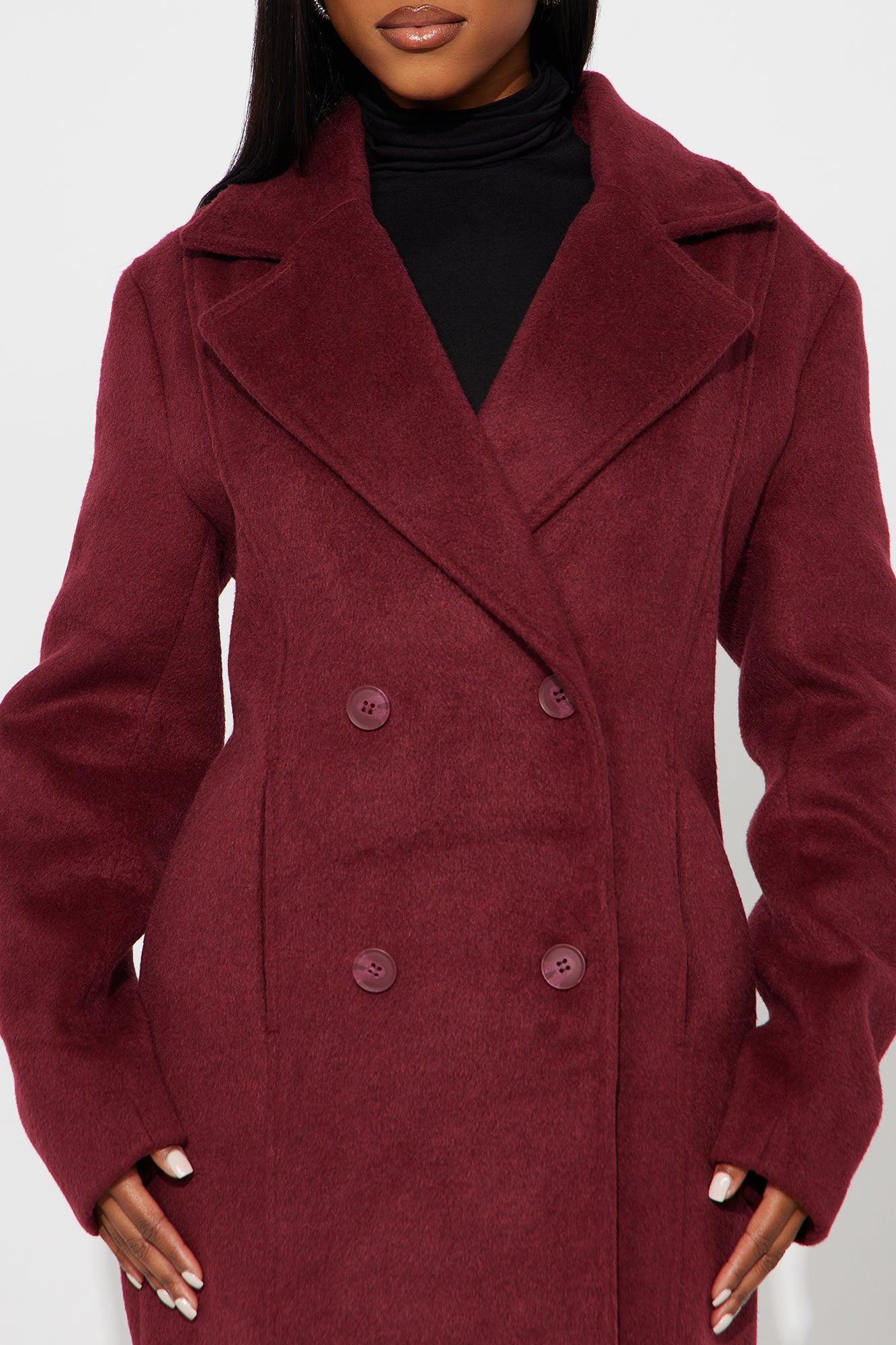 Melonie Wool Trench Coat - Wine Female Product Image