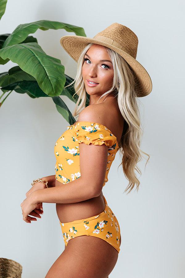 Secret Beach Floral Bikini Top in Marigold Product Image