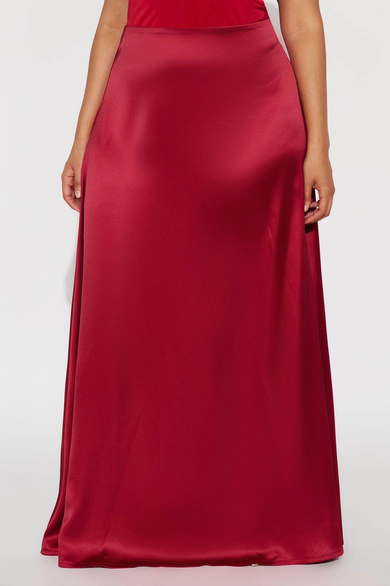 Estella Satin Maxi Skirt - Red Female Product Image