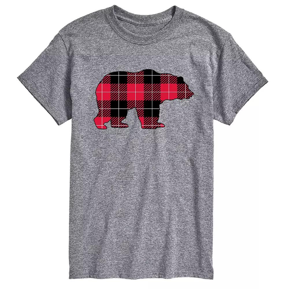 Big & Tall Buffalo Plaid Bear Tee, Men's,  Product Image