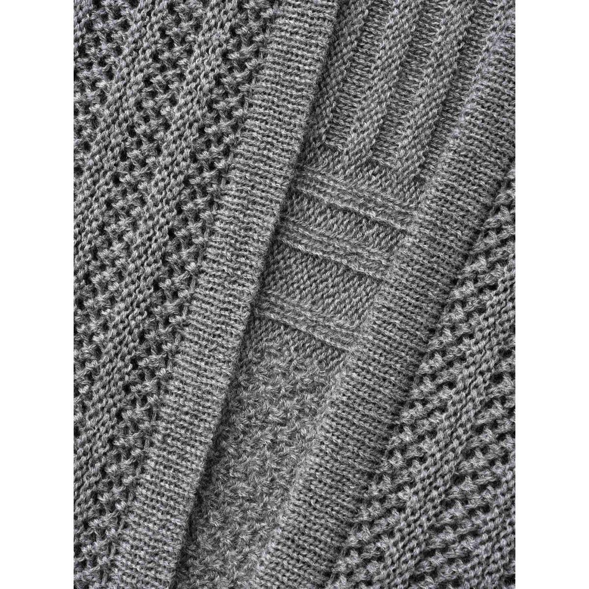 Plus Size Plain Textured Kimono Collar Cardigan Mediumgray Women Timeless Loose Long Sleeve Elegant Cardigans BloomChic 18-20/2X Product Image