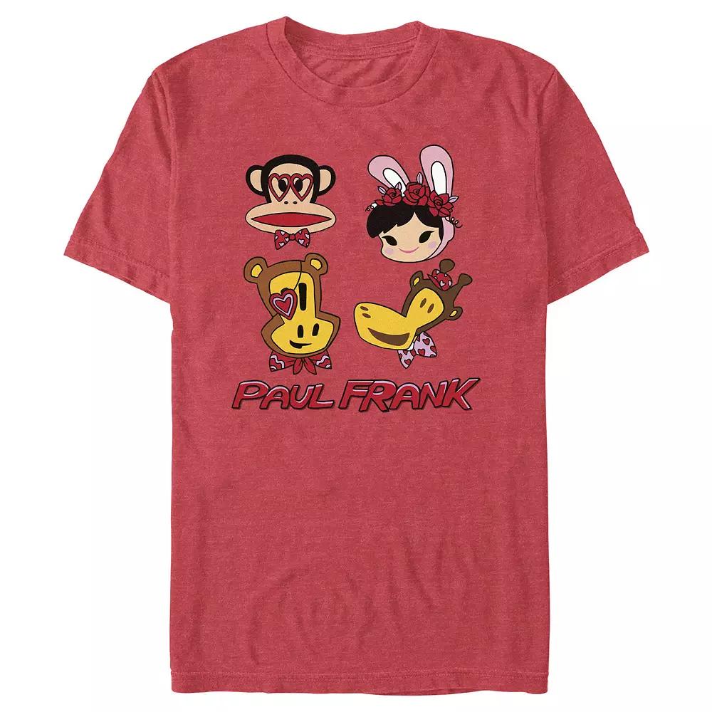 Men's Paul Frank Valentine's Day Friends Graphic Tee, Size: XXL, Red Grey Product Image
