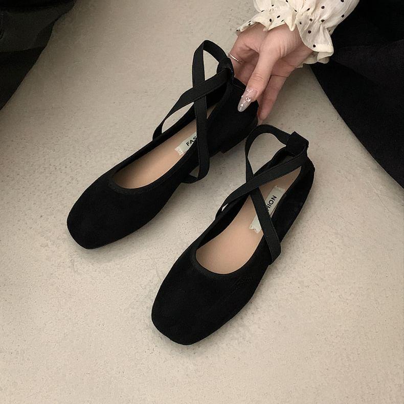 Cross Strap Plain Balletcore Flats Product Image