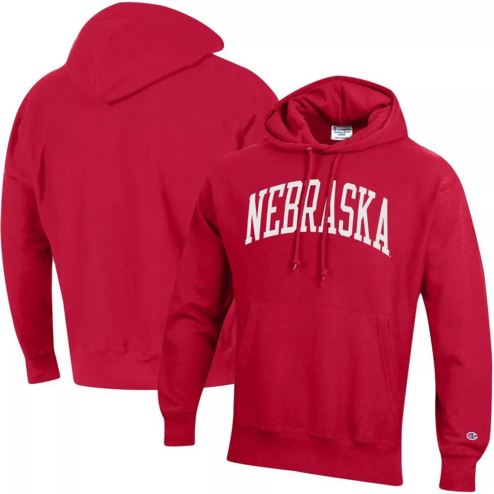 Men's Champion Scarlet Nebraska Huskers Team Arch Reverse Weave Pullover Hoodie, Size: Large, Red Product Image
