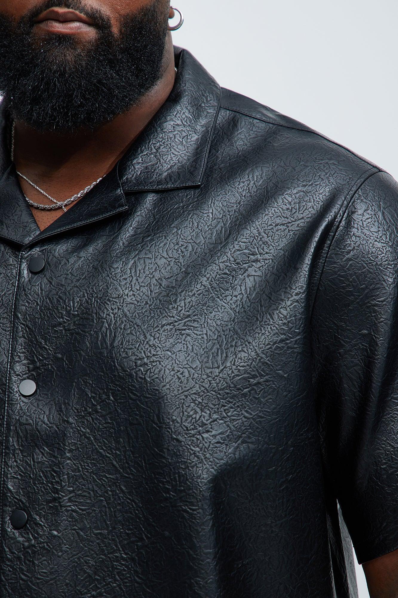 Riker Faux Leather Shirt - Black Product Image