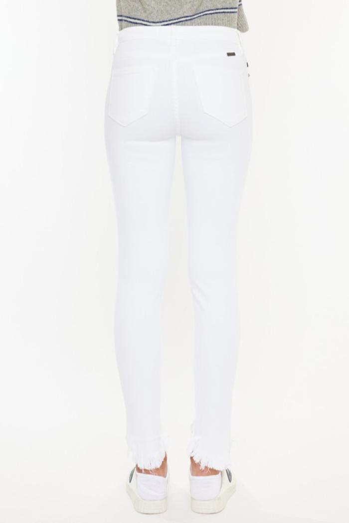 High Rise Frayed Ankle Skinny Jeans Product Image