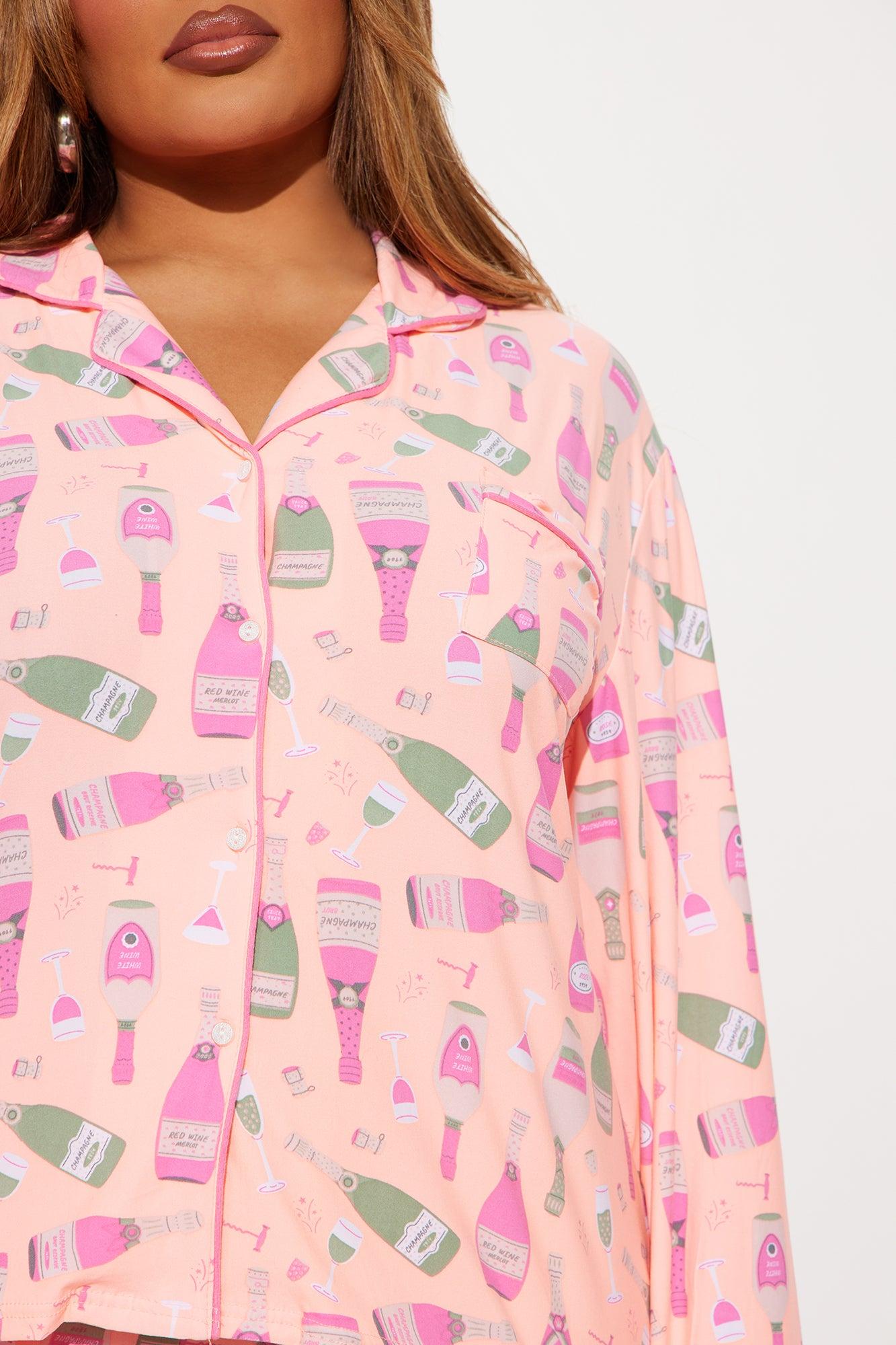 Champagne Party PJ Pant Set - Pink/combo Product Image