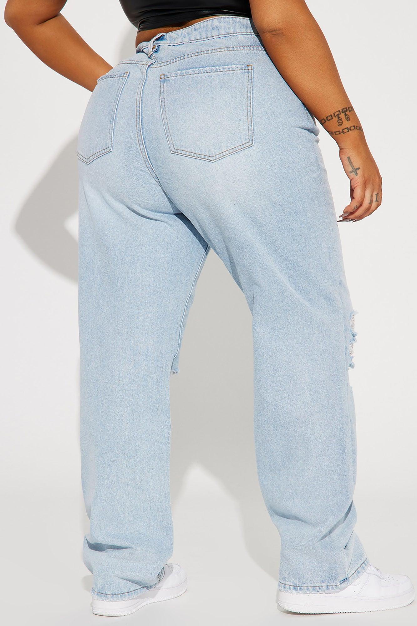 Only One Non Stretch Ripped Straight Leg Jean - Light Wash Product Image