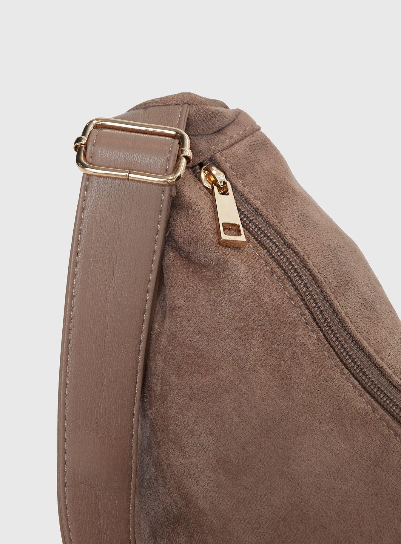 Ransom Faux Suede Shoulder Bag Taupe Product Image