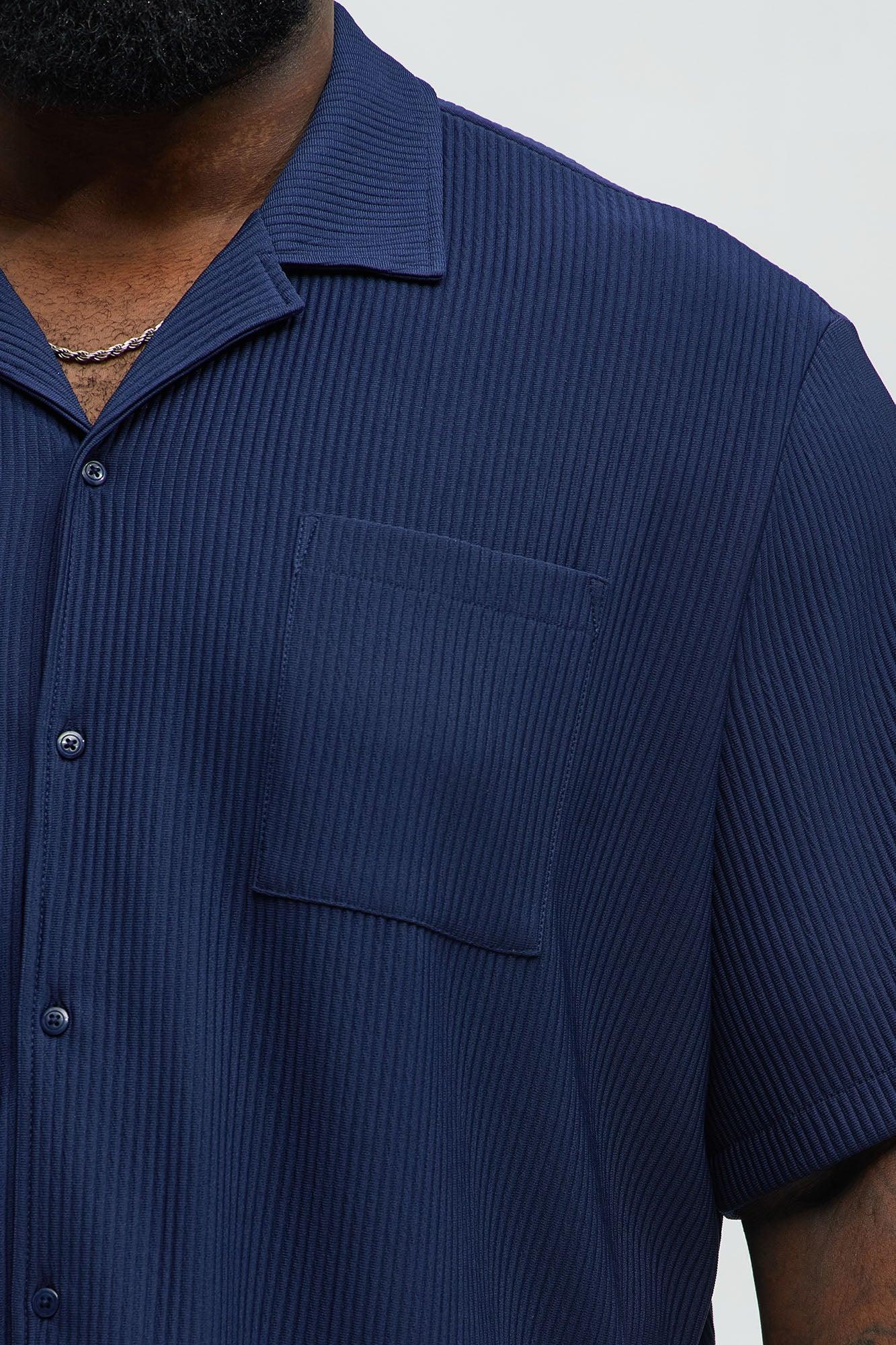 Show Up Short Sleeve Cuban Shirt - Navy Product Image