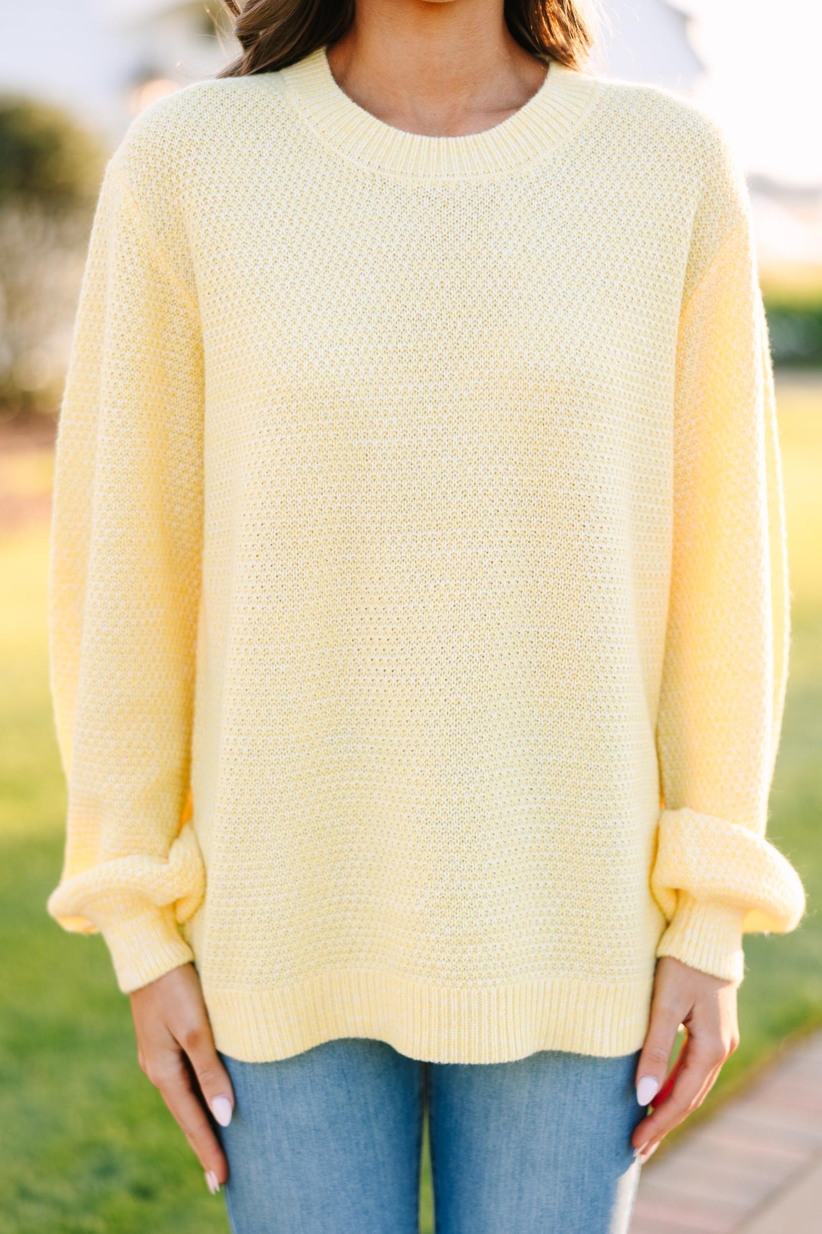 The Slouchy Yellow Bubble Sleeve Sweater Female Product Image