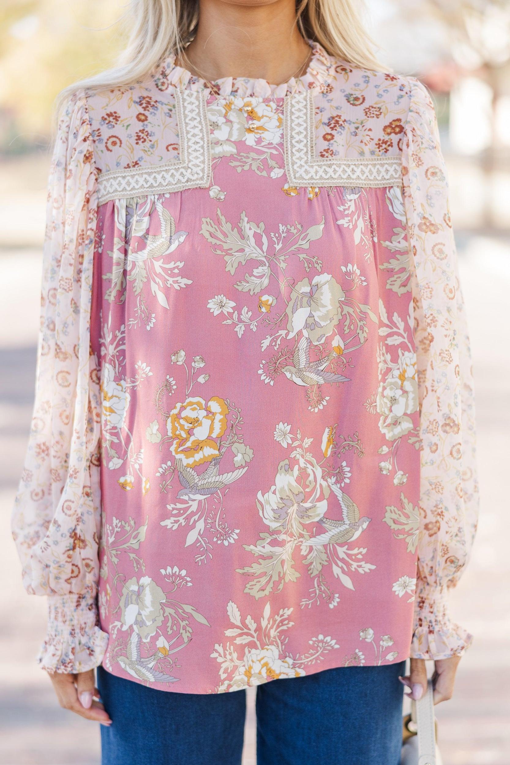 Making Moves Mauve Pink Floral Blouse Female Product Image