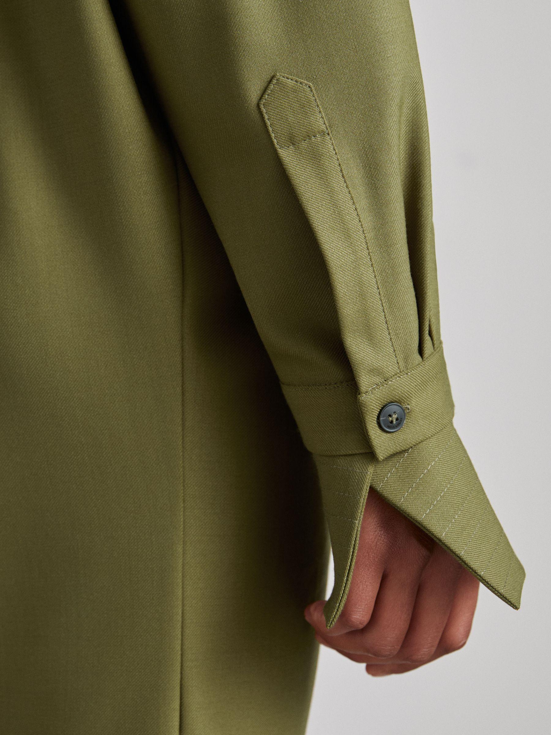 Atelier Draped Shirt Dress with Wool in Khaki Product Image