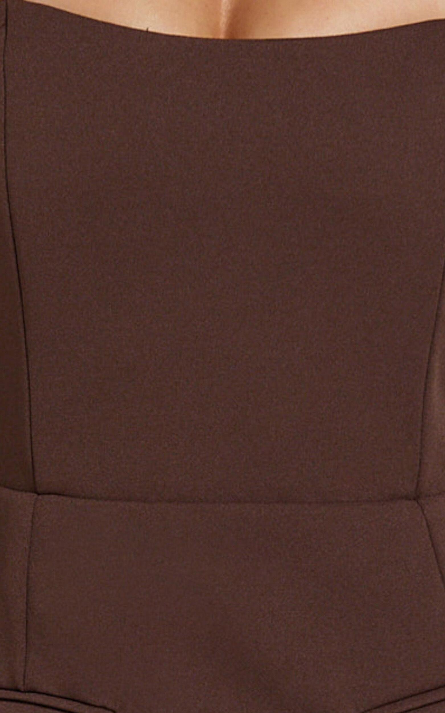 Nettie Mini Dress - Off Shoulder Longsleeve Fit and Flare Dress in Chocolate Product Image