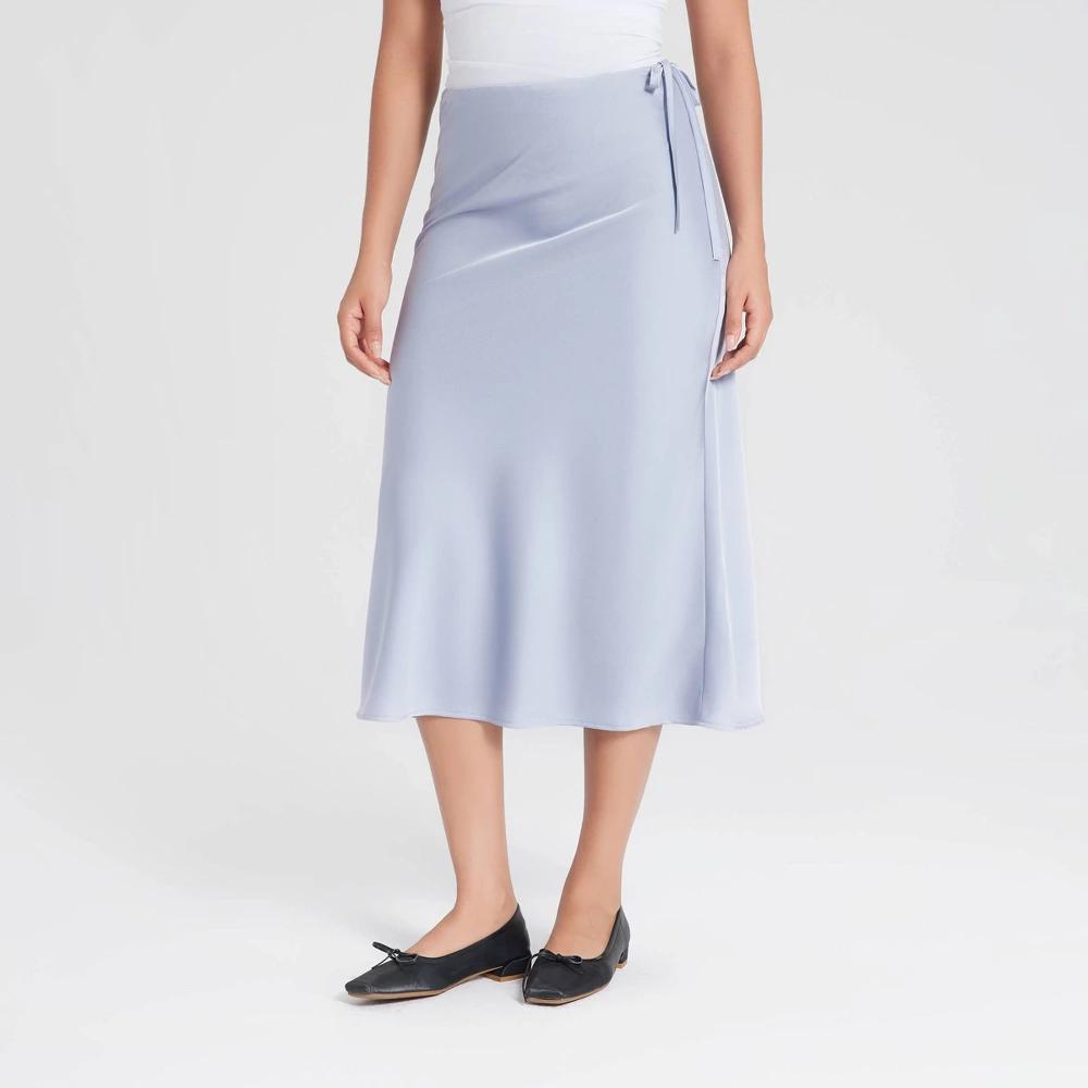 Women's Textured Satin Side-Tie Skirt - A New Day™ Lavender S Product Image