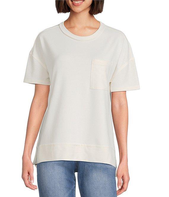Westbound Petite Size Knit Short Sleeve Crew Neck Pocket Tee Product Image