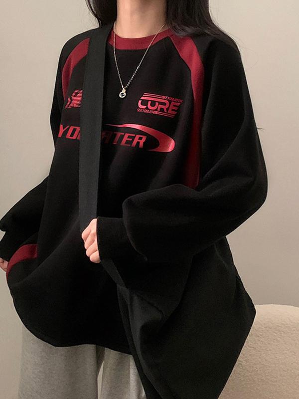 Retro Sports Style Contrasting Letters Sweatshirts Product Image