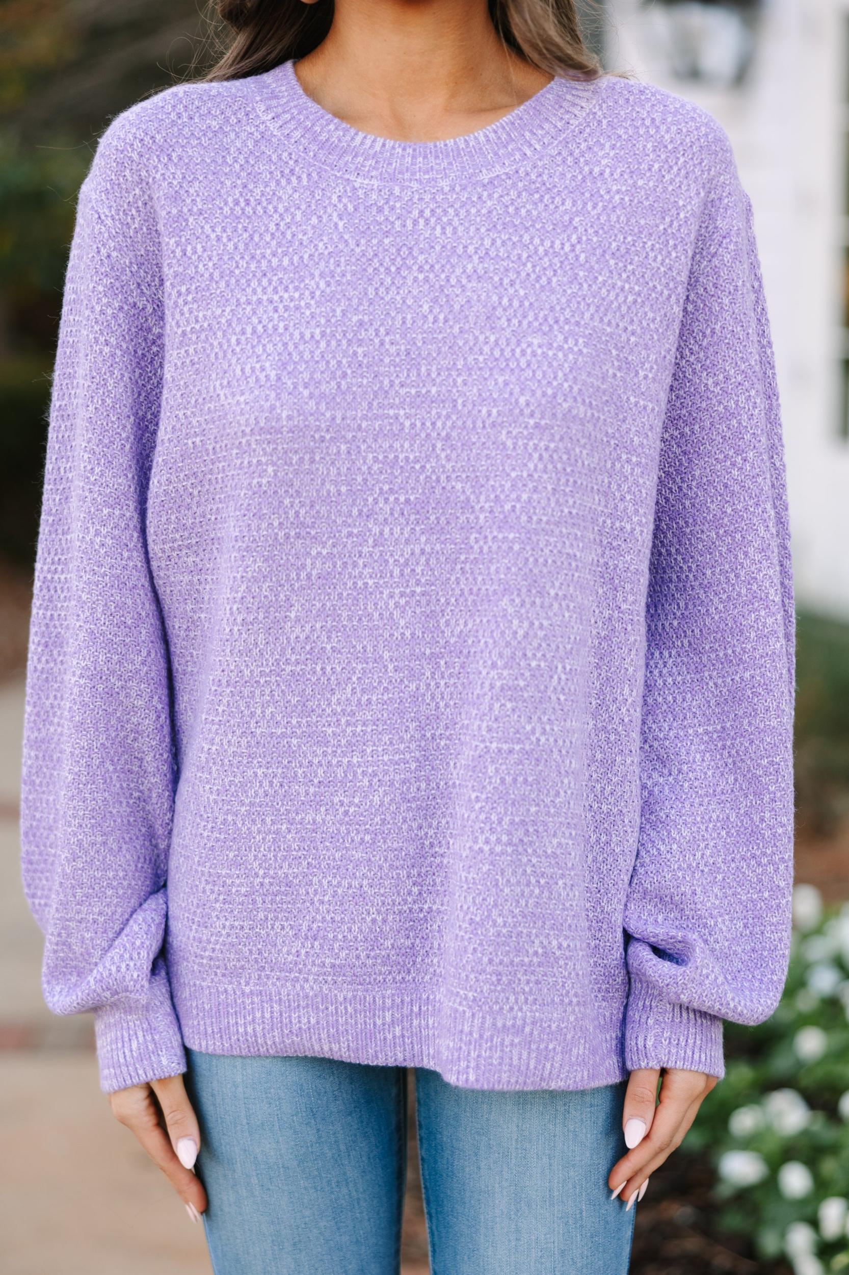 The Slouchy Lavender Purple Bubble Sleeve Sweater Female Product Image