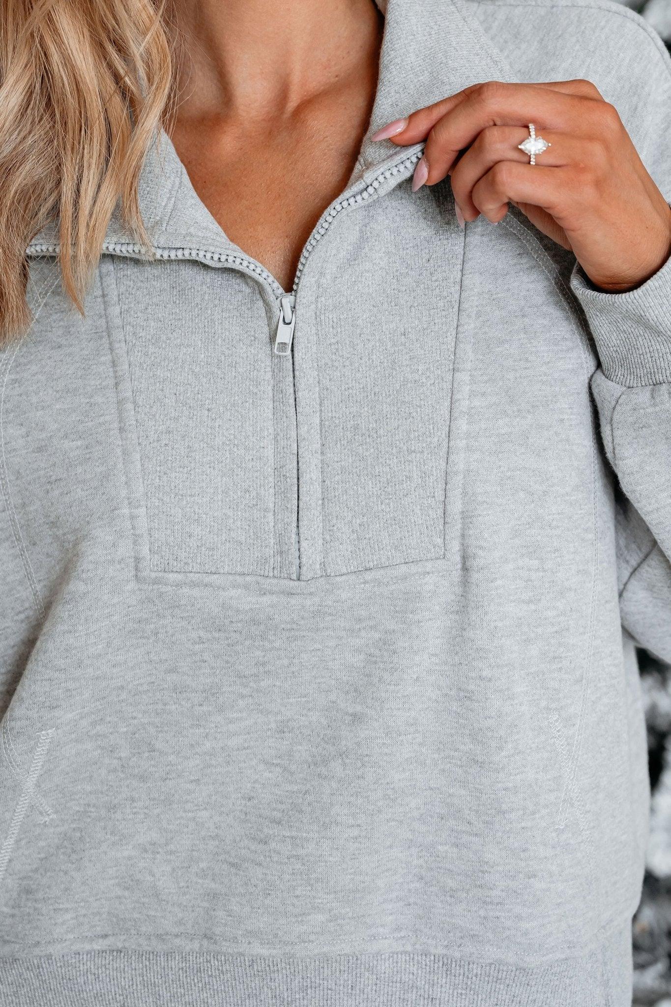 Comfort Lounge Grey Half Zip Sweatshirt - FINAL SALE Product Image