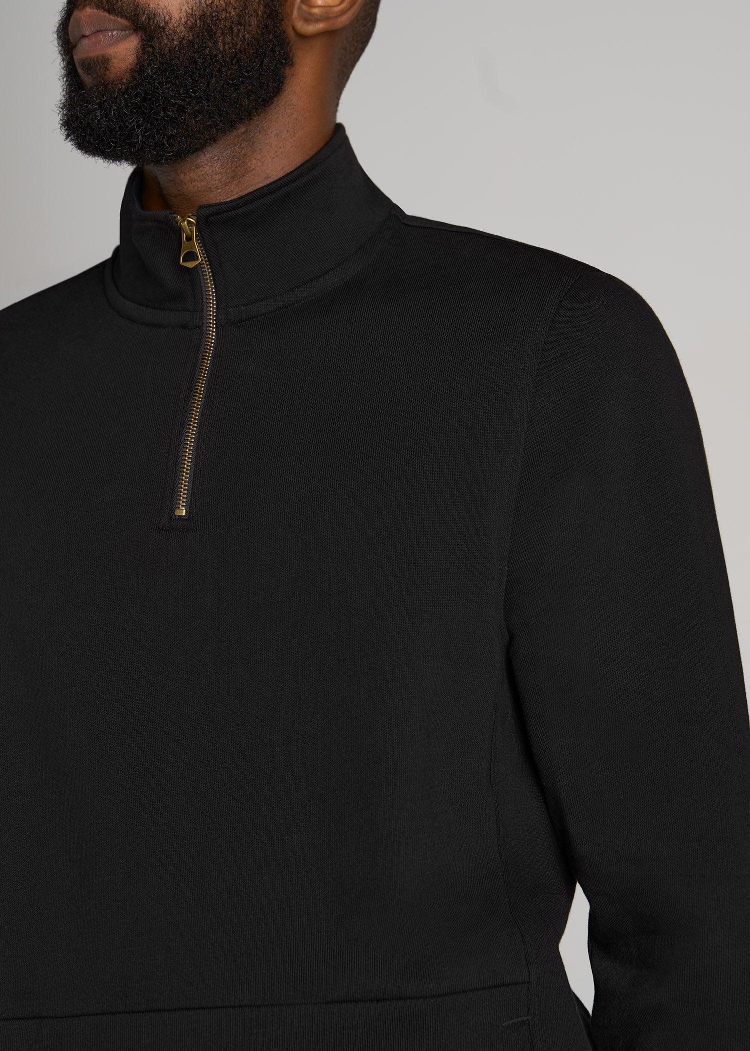 LJ&S Heavyweight Quarter-Zip Pullover for Tall Men in Vintage Black Male Product Image