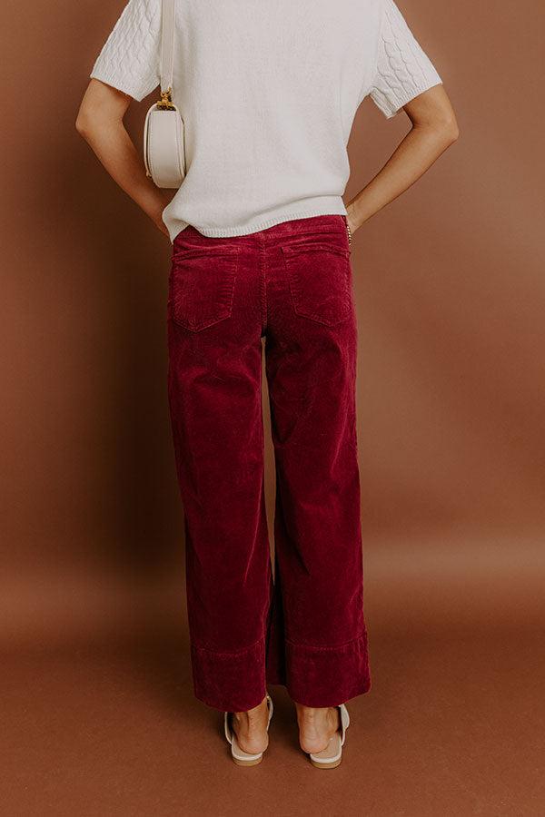 RISEN Kinsley High Waist Corduroy Wide Leg Pants in Wine Product Image