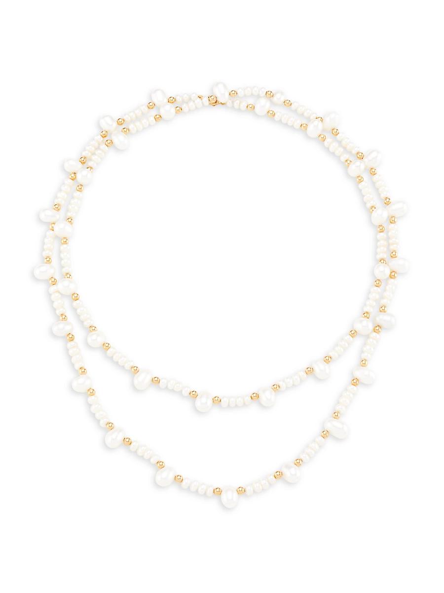 Womens Ocean 14K Yellow Gold & Freshwater Pearl Long Necklace Product Image