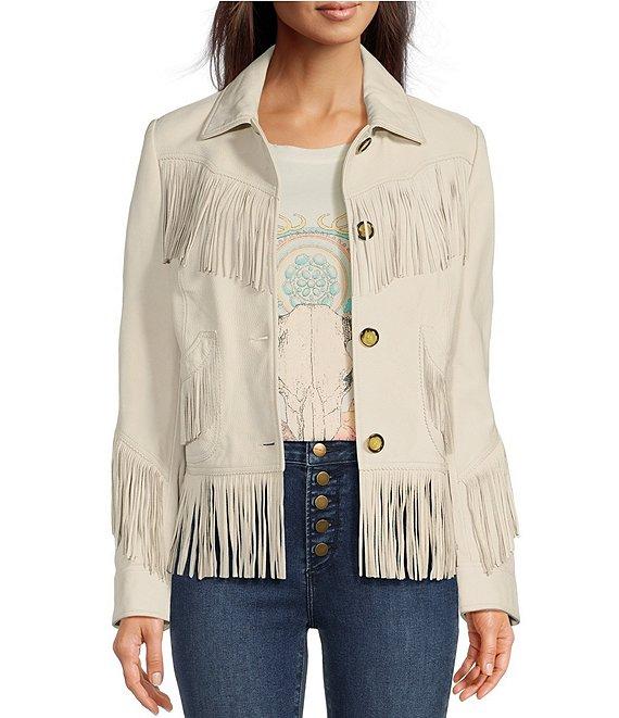Scully Genuine Leather Fringe Button Front Jacket Product Image