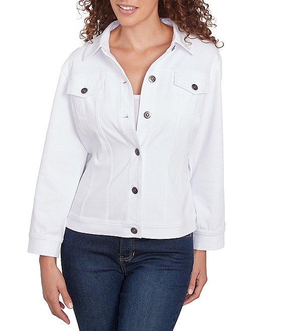 Ruby Rd. Knit Twill Point Collar Long Sleeve Button-Front Jacket Product Image