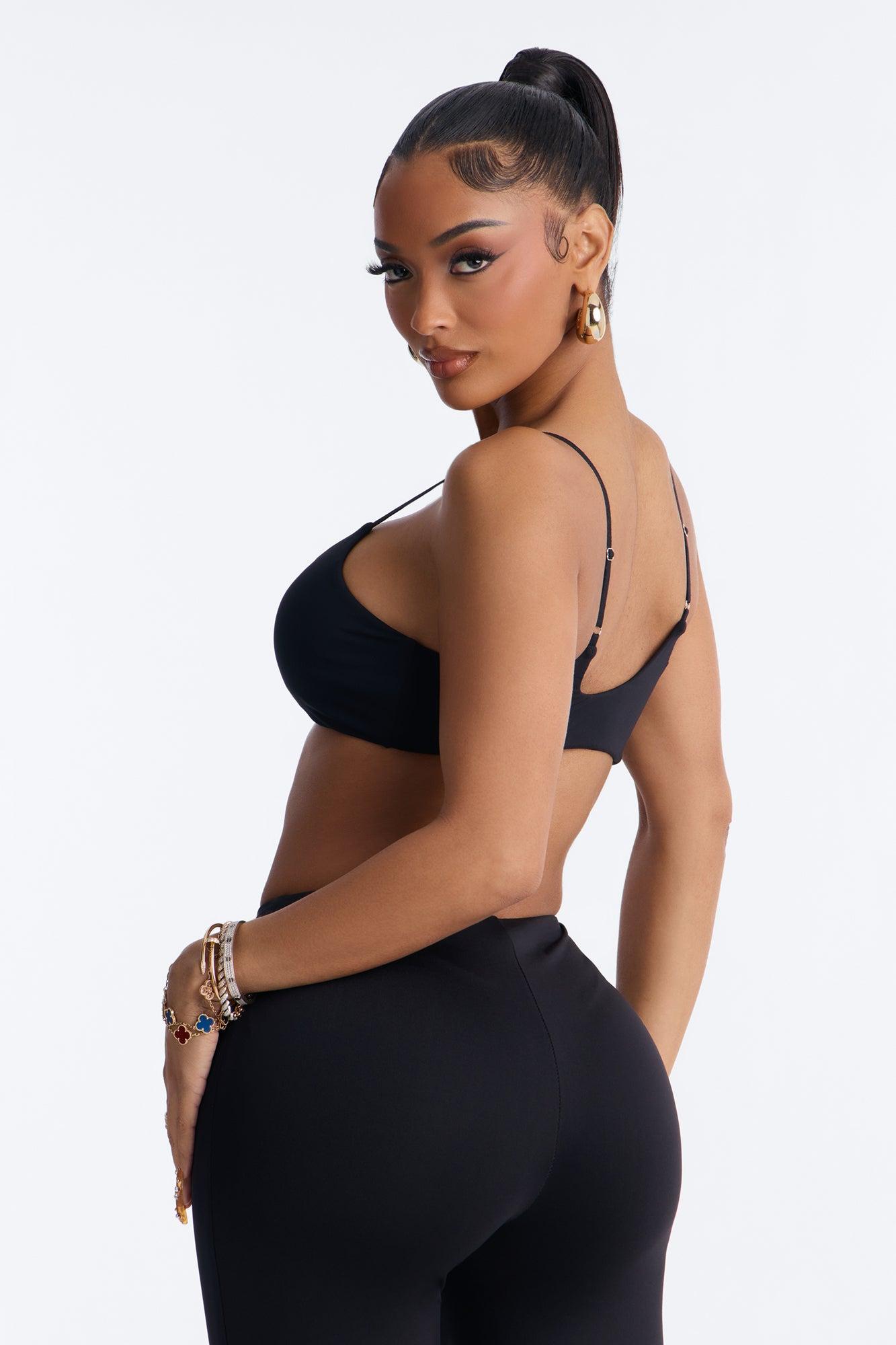 Second Skin Scoop Neck Spaghetti Strap Bra Top - Black Female Product Image