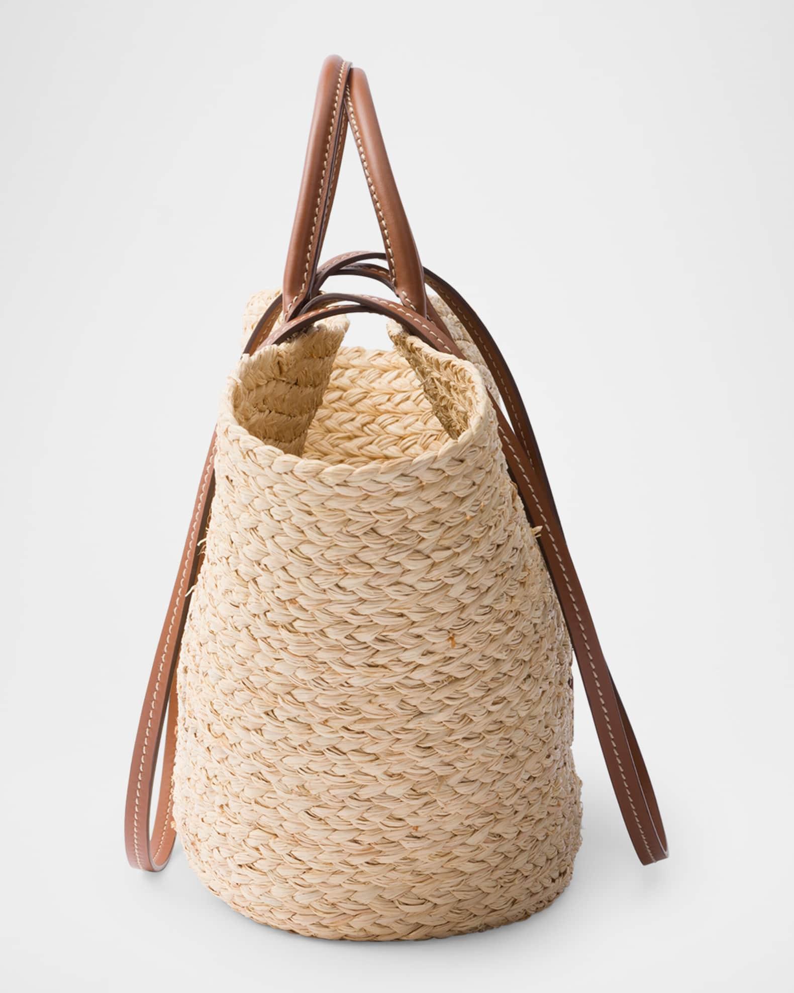 Large Raffia and Leather Tote Bag Product Image
