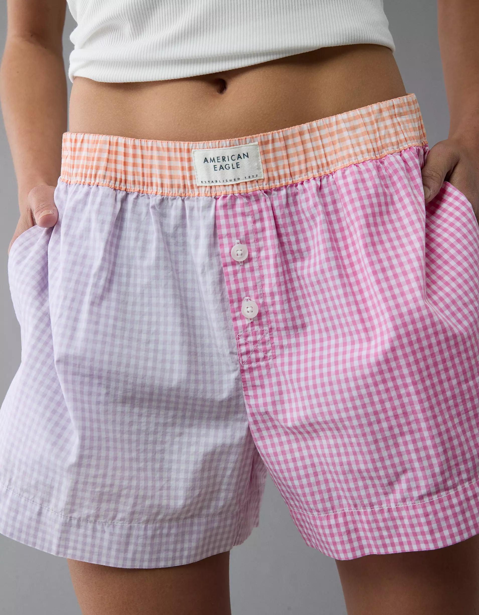 AE Gingham Colorblock Boxer Sleep Short Product Image