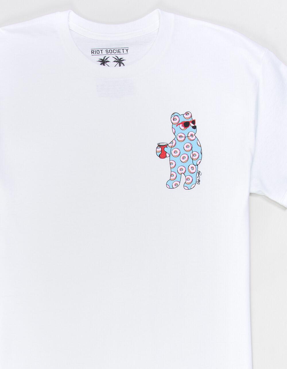 RIOT SOCIETY Riot Bear Donuts Mens Tee - WHITE Product Image