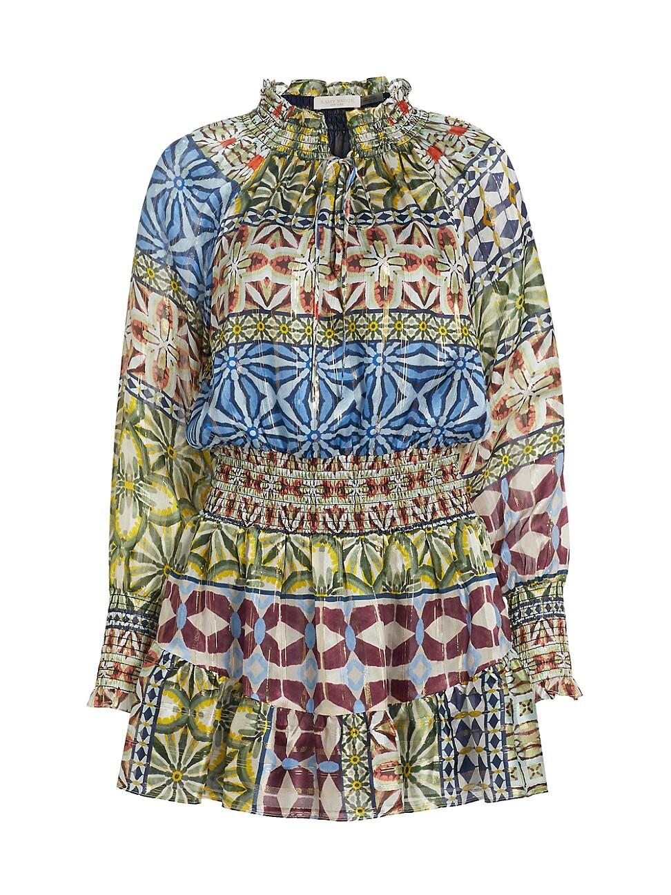 Womens Ashalina Printed Silk Flounce Minidress Product Image