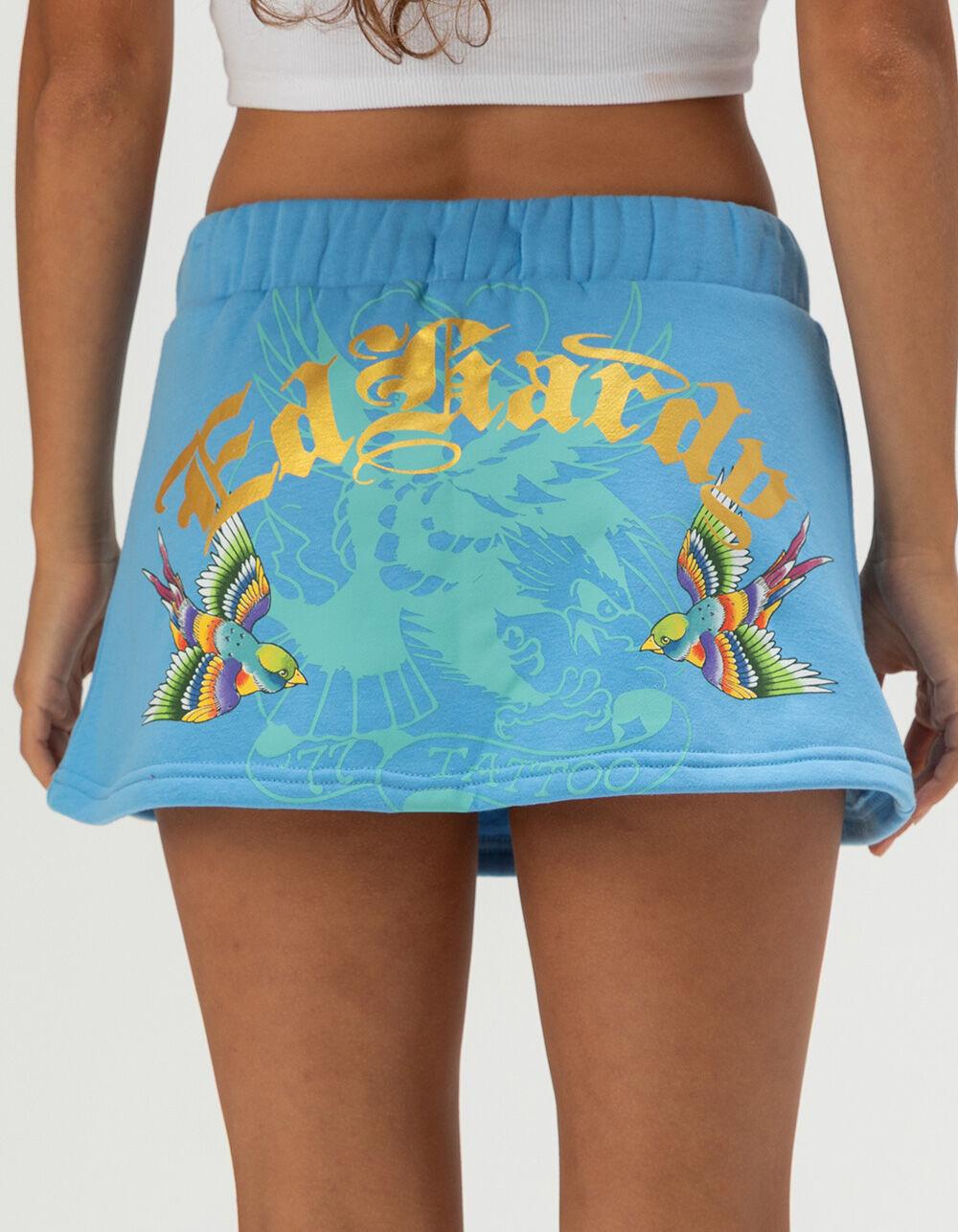 ED HARDY Swallows Womens Fleece Skirt - BLUE Product Image
