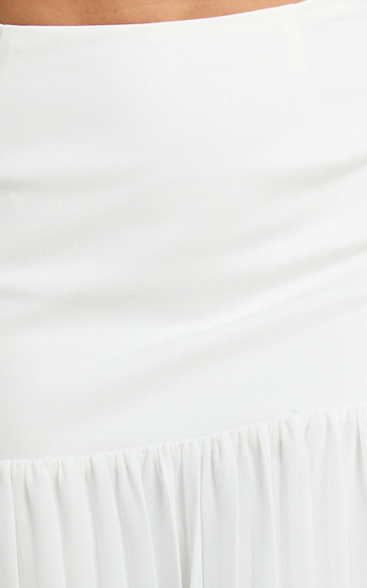 Rowan Two Piece Set - Square Neck Crop Top and High Waist Pleated Skirt Set in Ivory Product Image