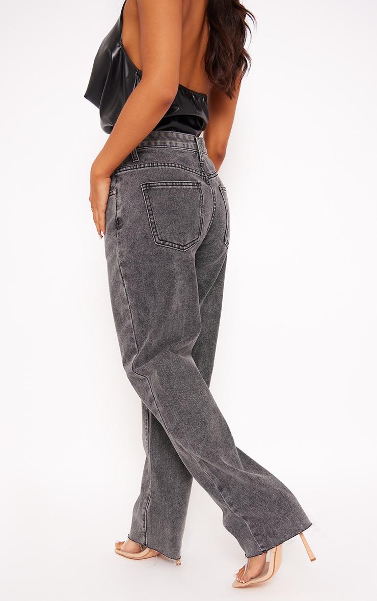 Petite Washed Grey Long Leg Straight Jeans Product Image
