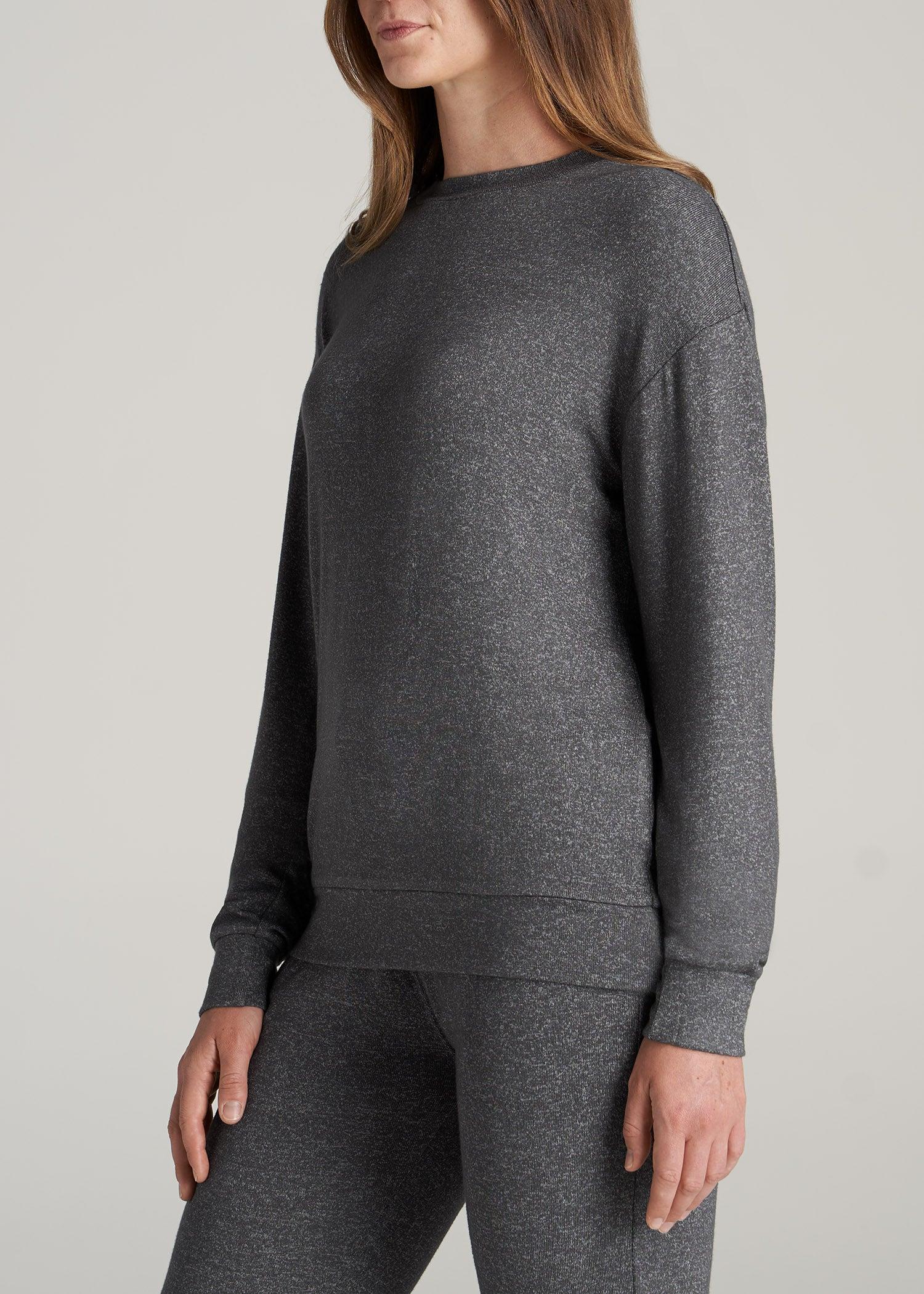 Cozy Lounge Crewneck for Tall Women in Charcoal Mix Product Image