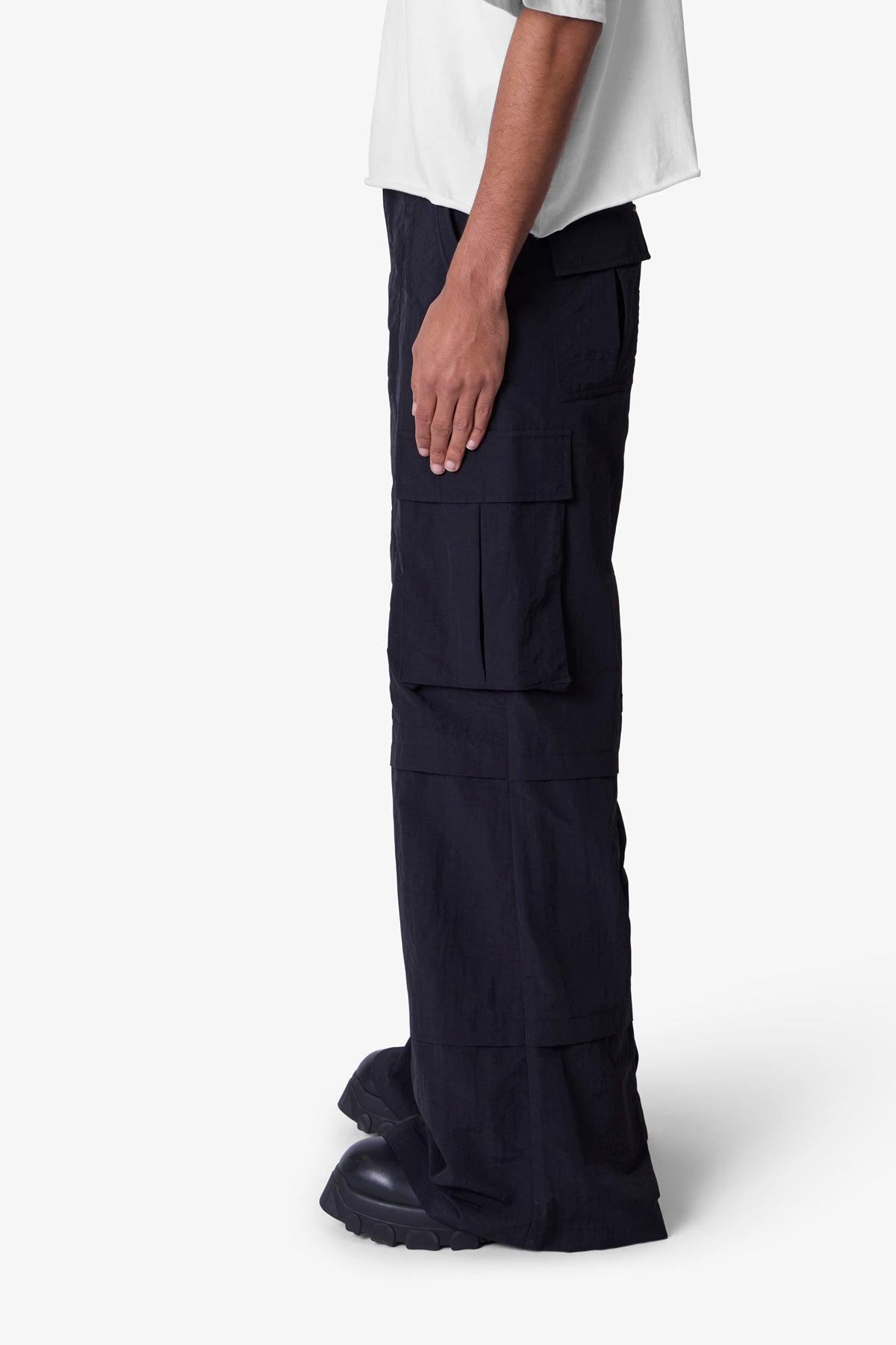 Nylon Rave Cargo Pants - Black Product Image