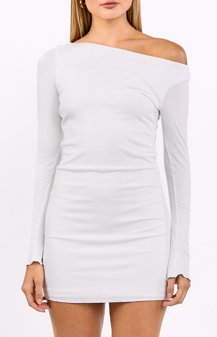 Myles White Long Sleeve Drop Shoulder Mini Dress Product Image