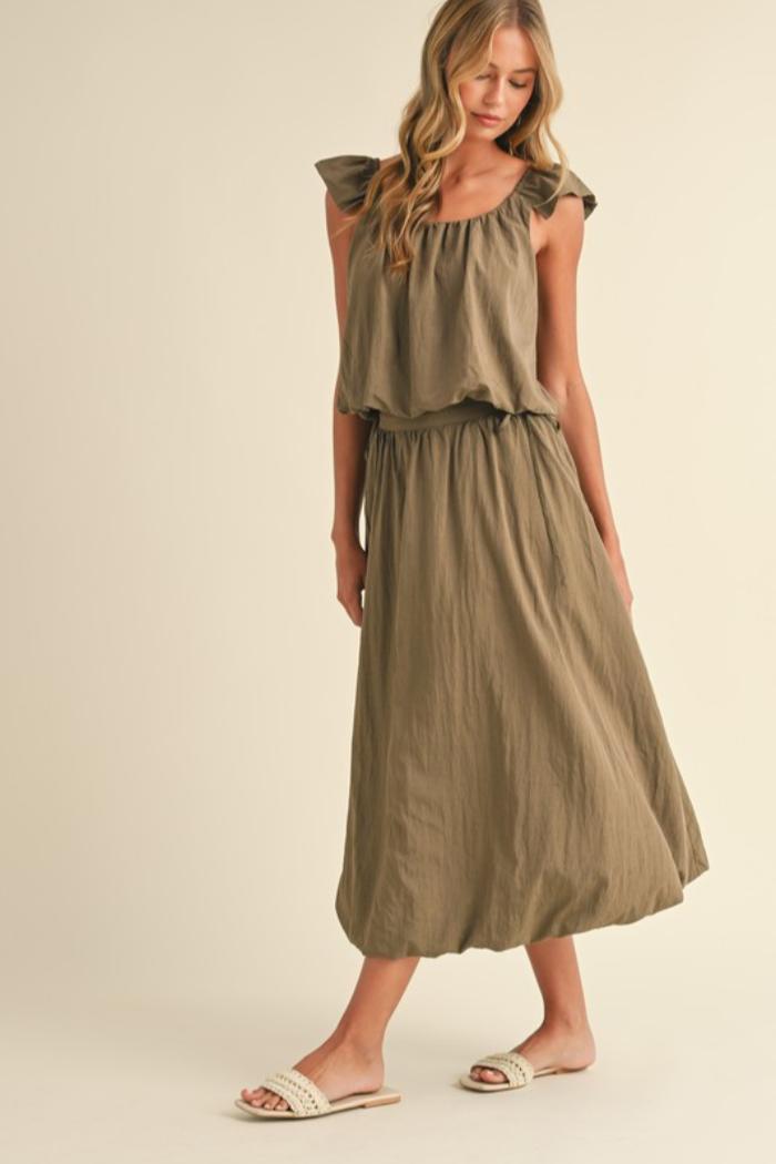 Side Tie Bubble Midi Skirt Product Image