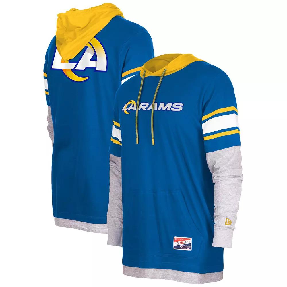Men's New Era Royal Los Angeles Rams Current Day Long Sleeve Hoodie T-Shirt,  Product Image