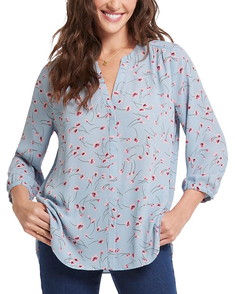 Nydj Three Quarter Sleeve Printed Pintucked Back Blouse Product Image