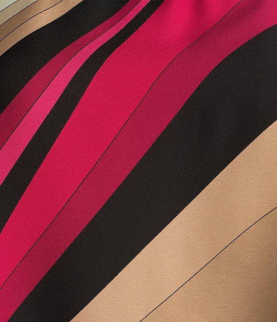 Trina Turk Torie Woven Satin Georgette Wynwood Wave Print Square Neck Long Raglan Sleeve Top Product Image